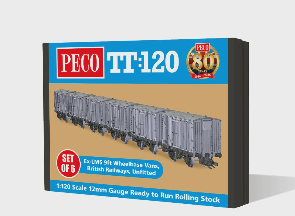 TTR-61302 TT120 Ex-LMS 9ft Wheelbase Van, BR, unfitted Set of 6