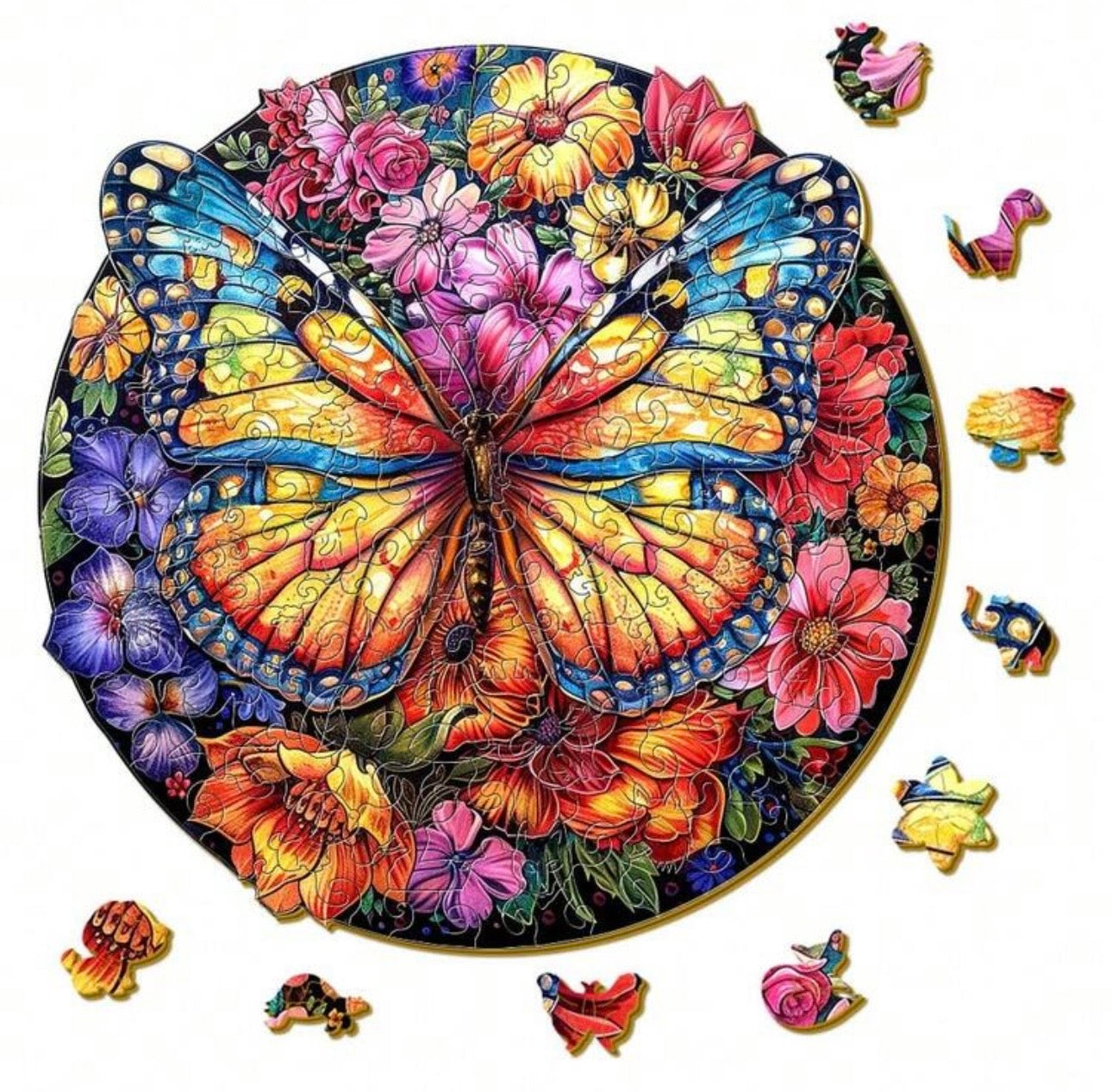 Butterfly with Flowers, 28.5 x 28.5cm (L)