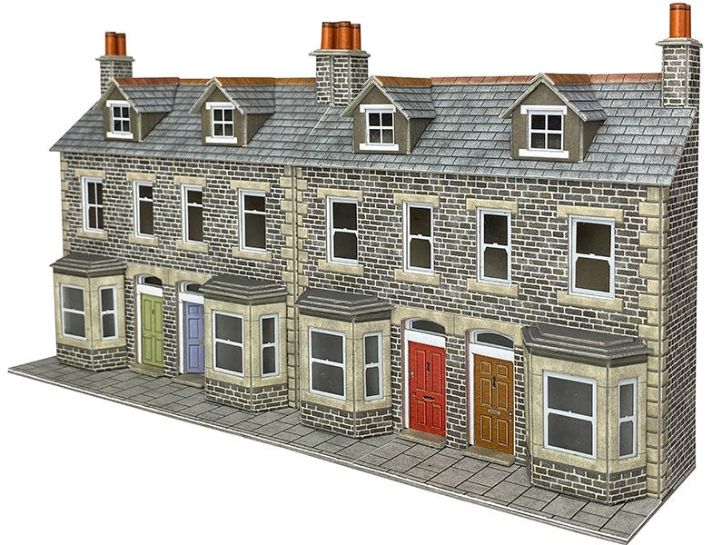 PO303 Low Relief Terraced House Fronts - Stone