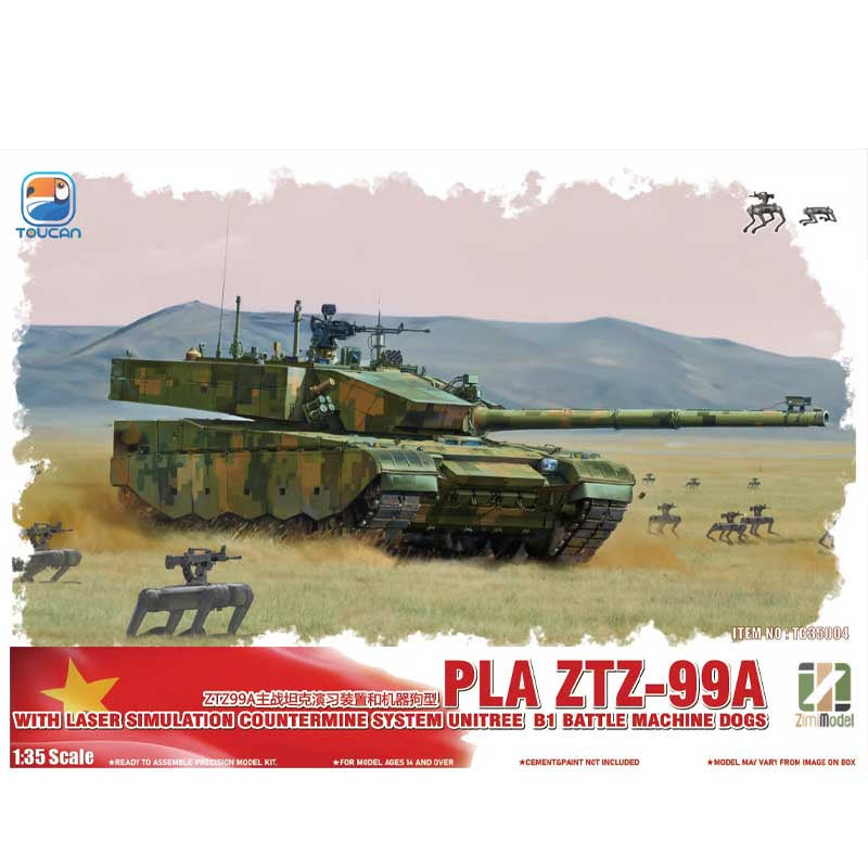 PLA ZTZ-99A with B1 Battle Machine Dogs, 1:35 Scale. TC35004