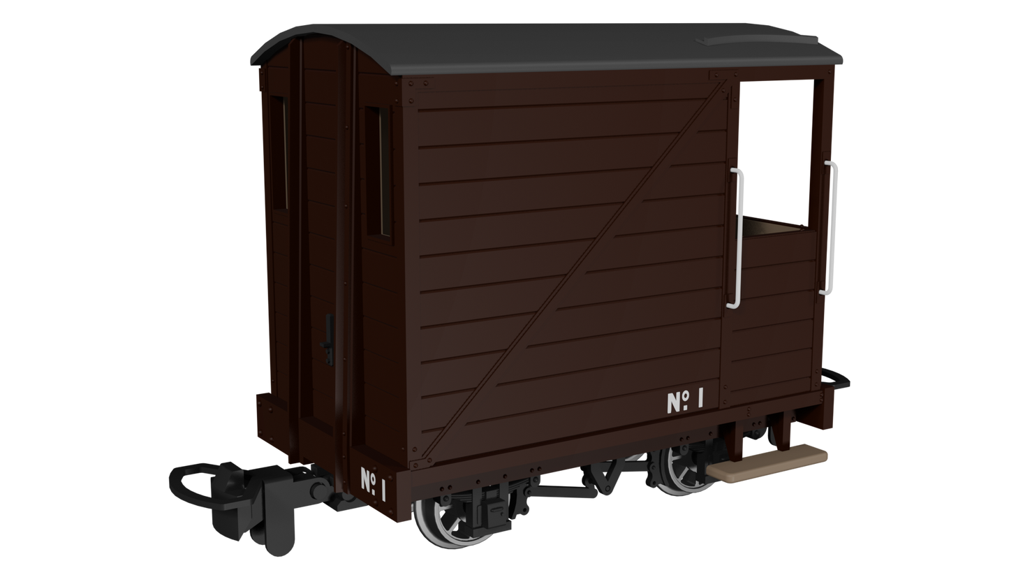 Rapido Trains - 990801 Single-Veranda Brake Van Plain Brown No. 1 (009 Scale)
