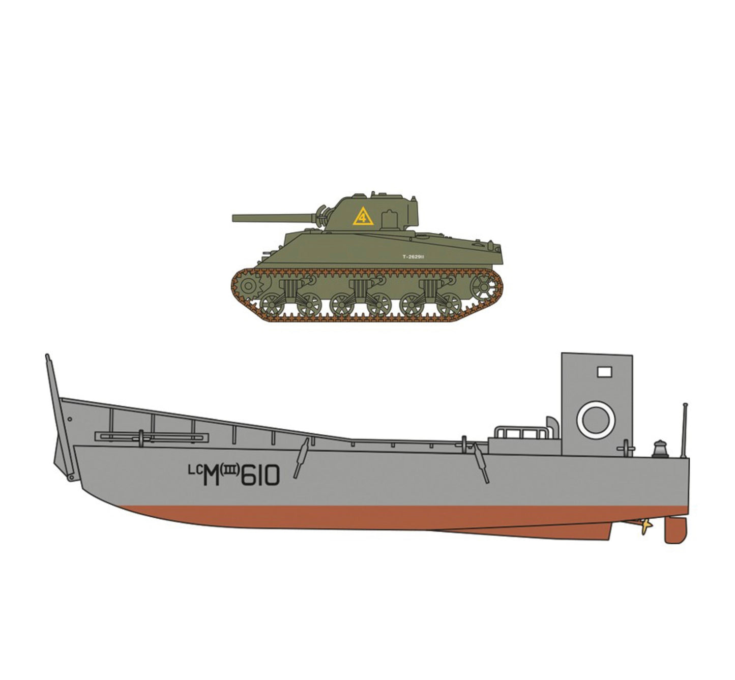 Airfix LCM3 & Sherman 1:76 Scale, A03301V