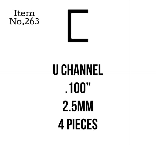 U Channel 2.5mm or .100 4 pieces, 263