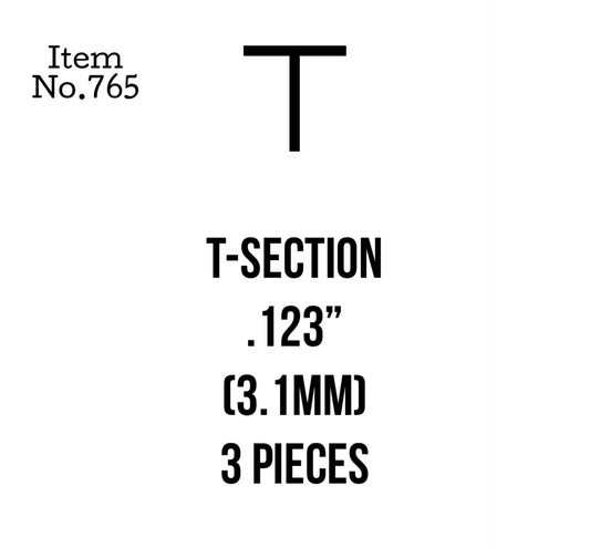T-Section 3.1mm or .123" 3 Pieces, 765