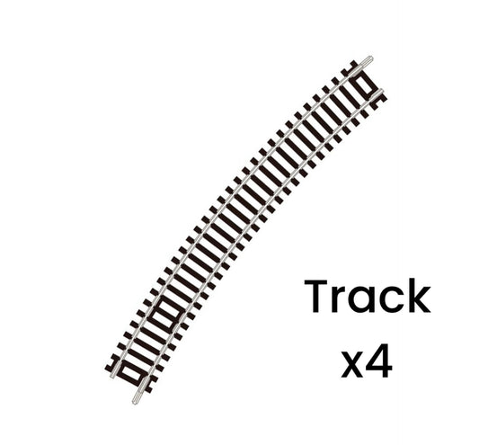 ST-16 x4 'Blister Pack' Standard Curve, 3rd Radius, Code 80 (Quarter Circle) 'Setrack' (N)