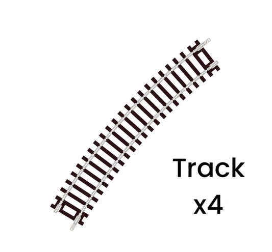ST-225 x4 'Blister Pack' Standard Curve, 2nd Radius, Code 100 (Quarter Circle) 'Setrack' (OO/HO)