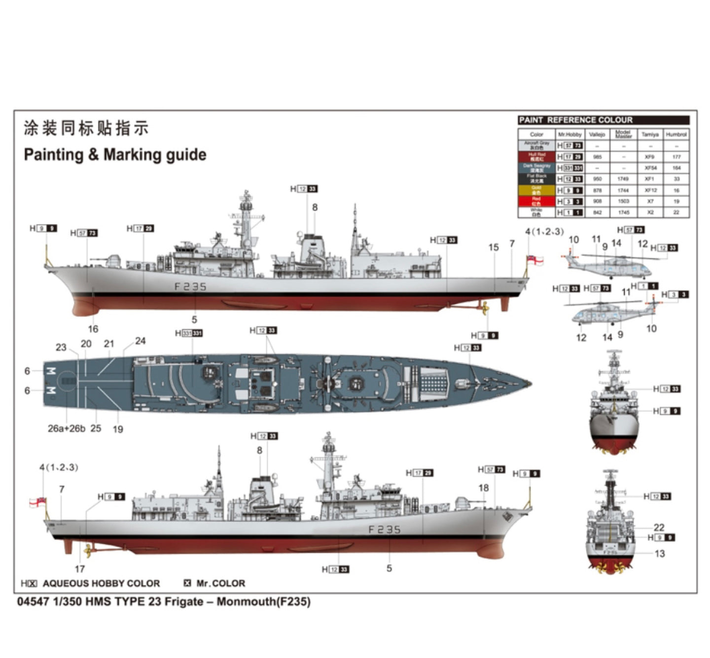 Trumpeter British Royal Navy HMS Kent F78 Type 23 British Frigate Ship 1:350 Scale, 04544