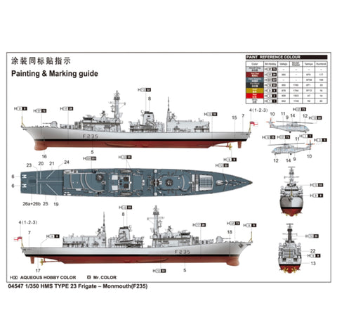 Trumpeter British Royal Navy HMS Kent F78 Type 23 British Frigate Ship 1:350 Scale, 04544