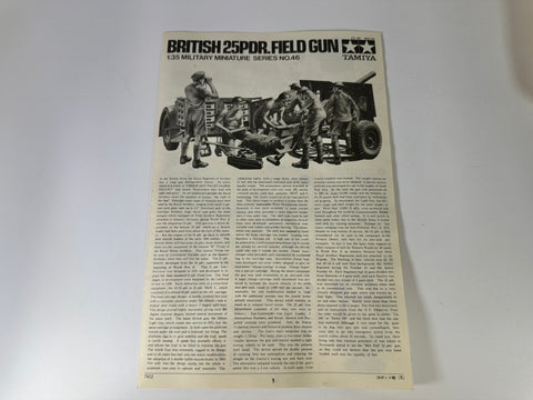 Tamiya MM146 British 25PDR.Field Gun, 1:35 Scale