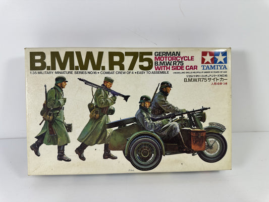 Tamiya MM116 B.M.W. R75 German Motorcycle with Side Car, 1:35 Scale