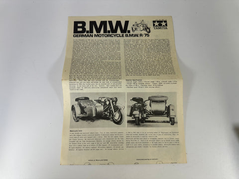 Tamiya MM116 B.M.W. R75 German Motorcycle with Side Car, 1:35 Scale