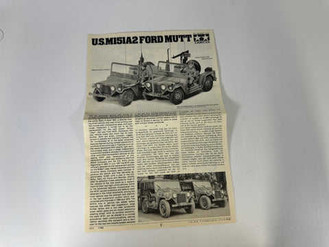 Tamiya MM223 Truck Utility: 1/4 ton (4x4) U.S.M151A2 Ford Mutt 1:35 Scale