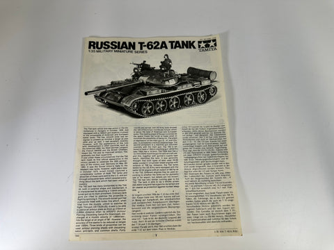 Tamiya MM208 Russian T-62A Tank, 1:35 Scale