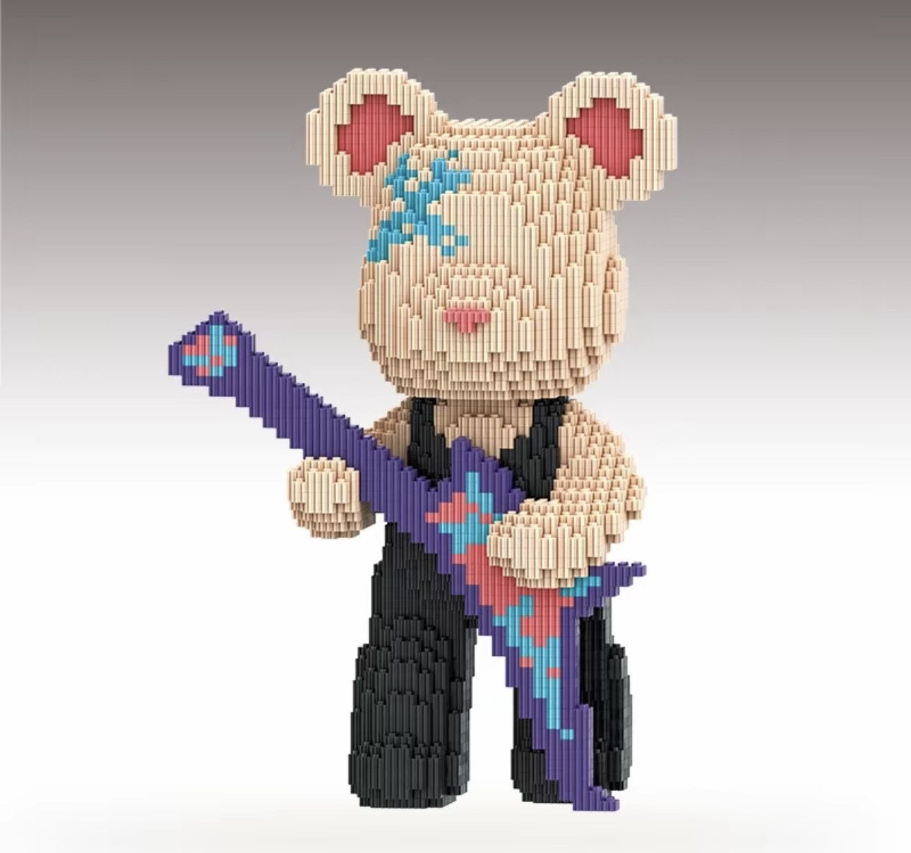Bass Guitar Bear, Model Pixel BLock Bear, 32cm