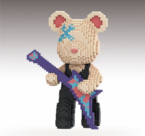 Bass Guitar Bear, Model Pixel BLock Bear, 32cm