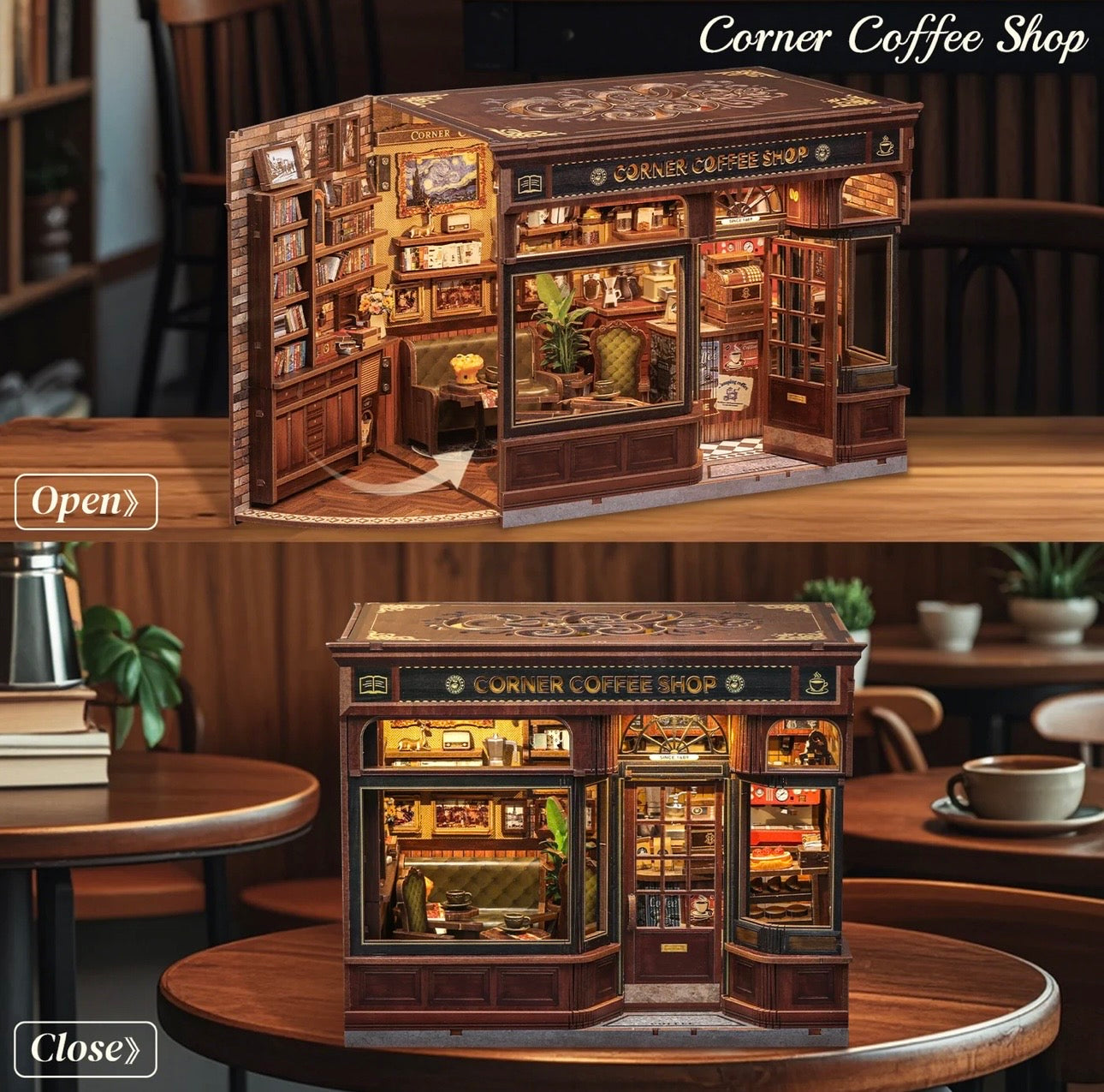 Cutebee Corner Coffee Shop DIY Book Nook, CWGB402