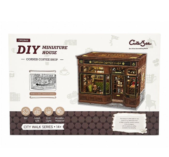 Cutebee Corner Coffee Shop DIY Book Nook, CWGB402