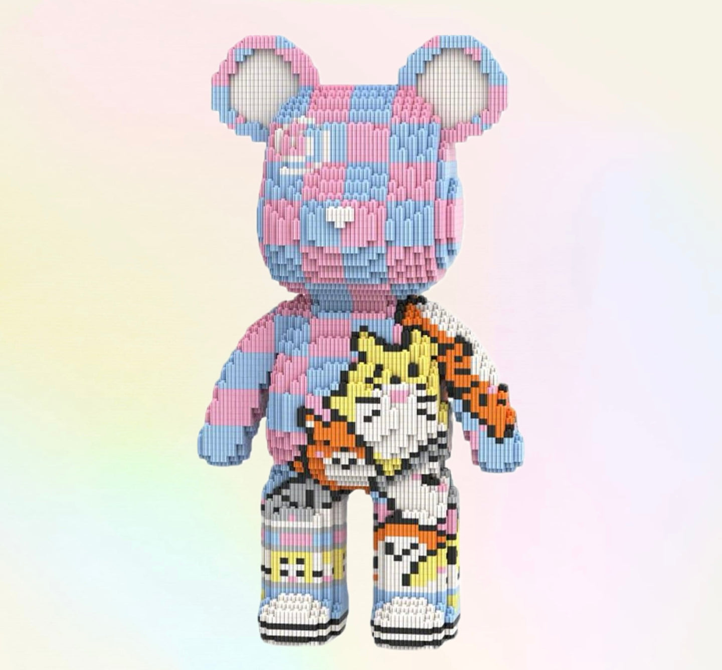 Bear with Cat Print, Model Pixel Block Bear, 52cm