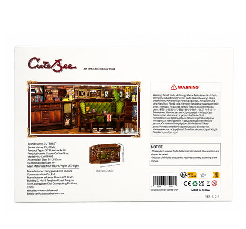 Cutebee Corner Coffee Shop DIY Book Nook, CWGB402