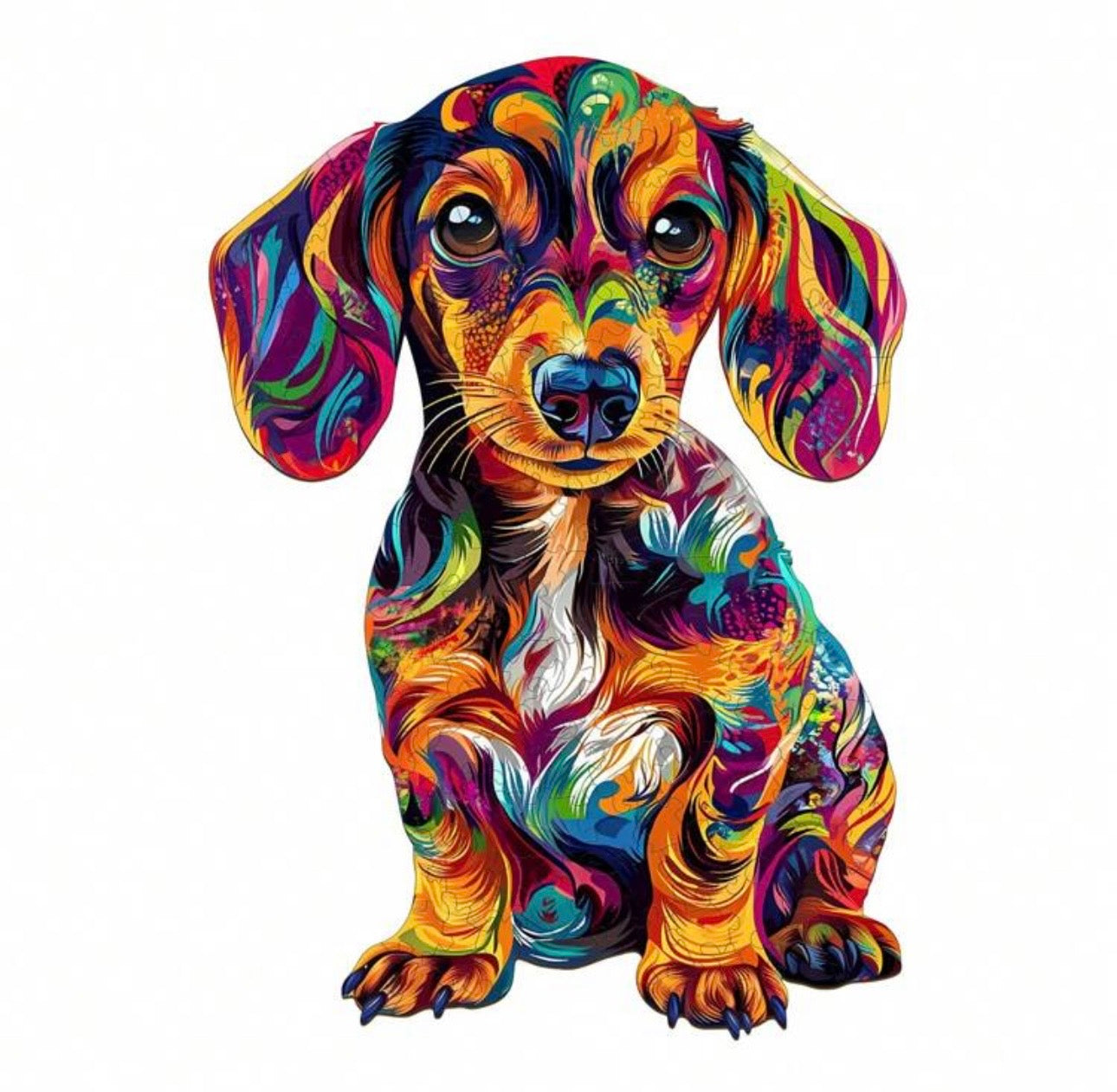 Colourful Dachshund, 29 x 20.6cm (L)