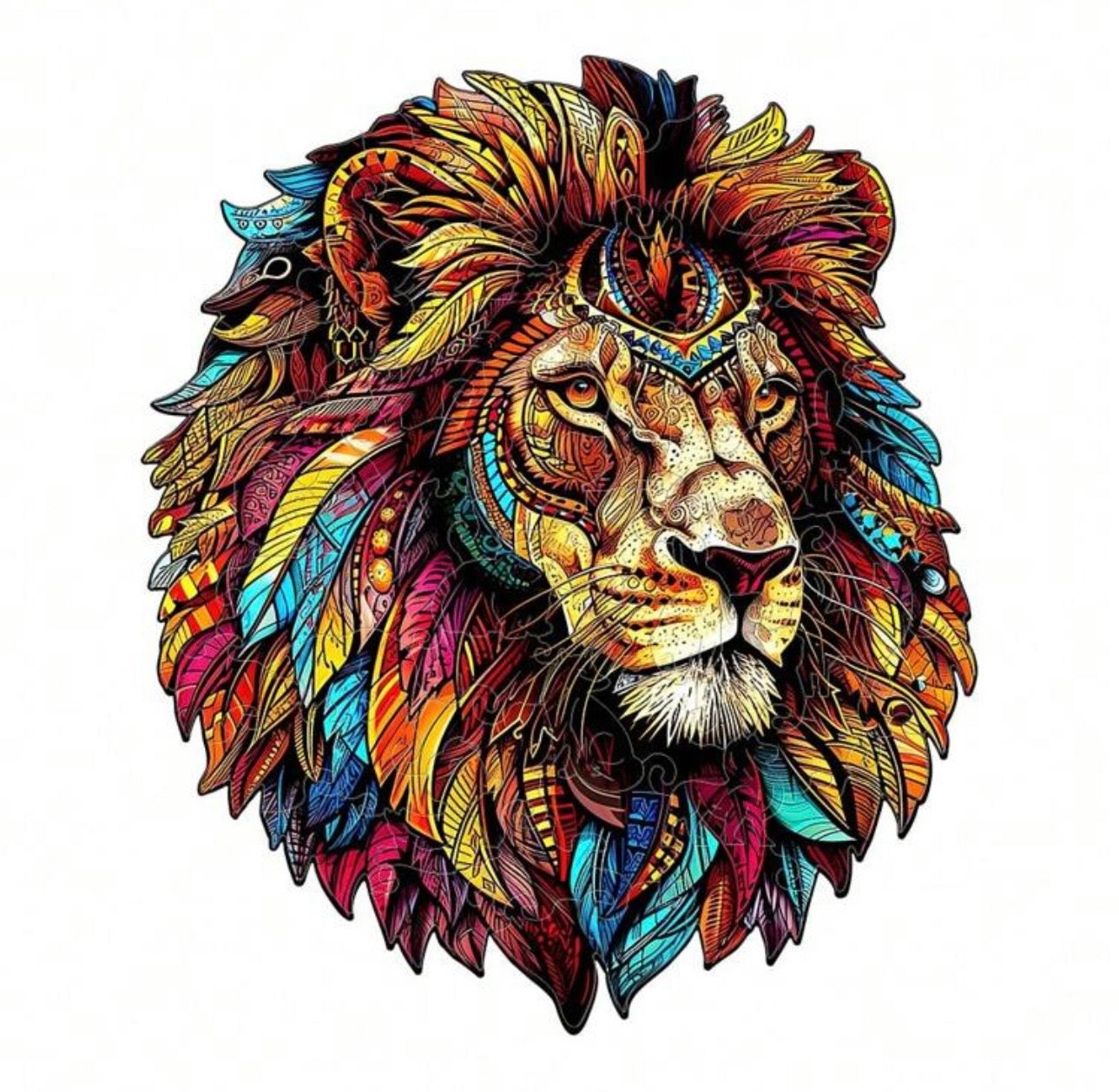 Multicolour Lion, 28.4 x 33.3cm (L)