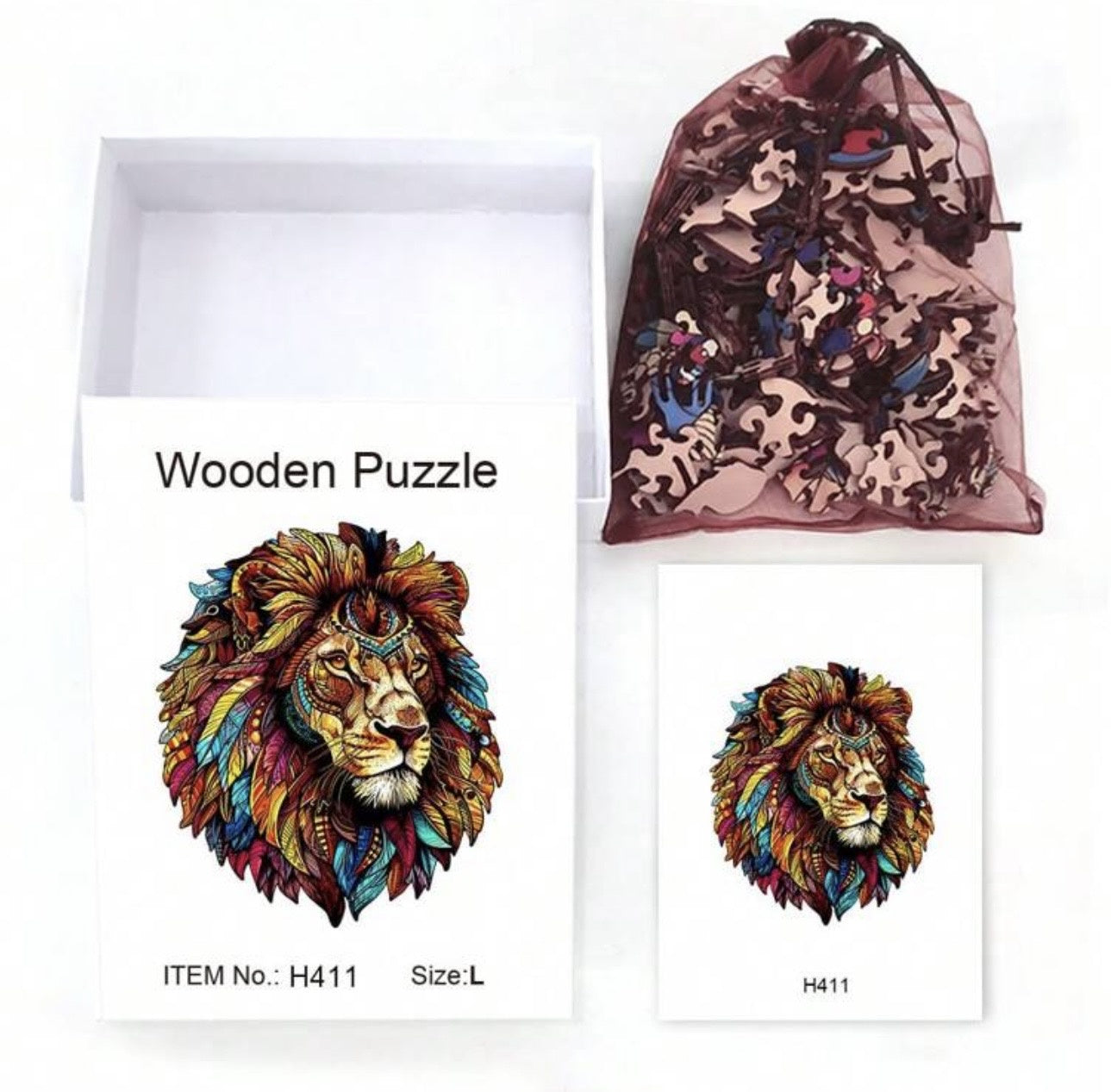 Multicolour Lion, 28.4 x 33.3cm (L)