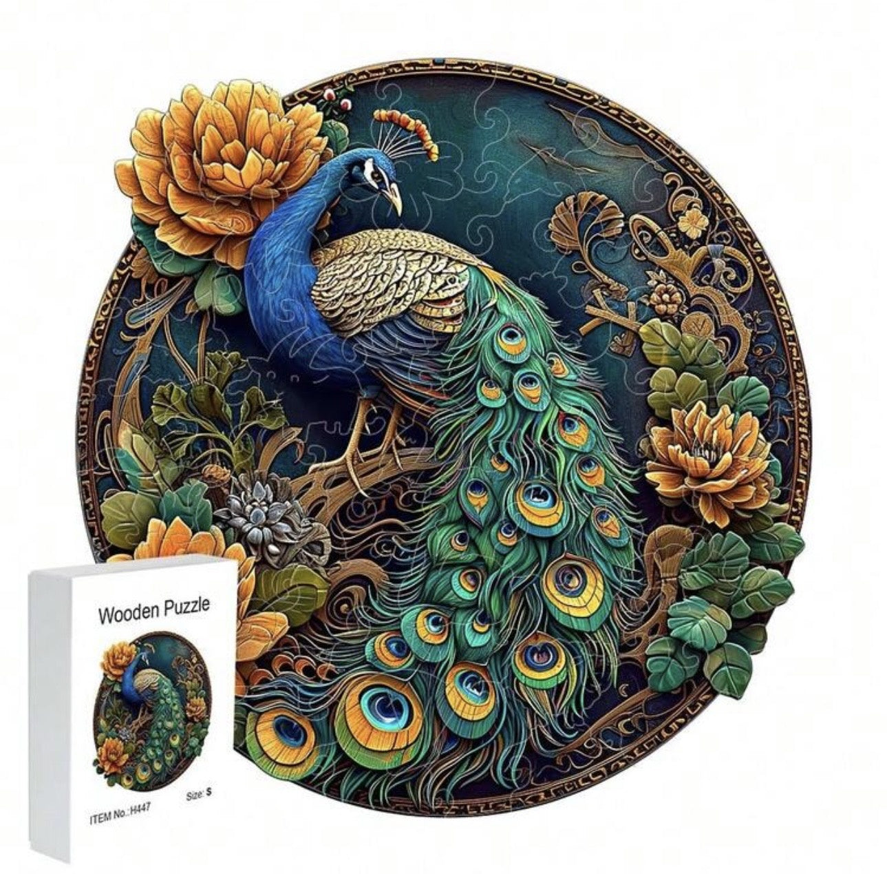 Peacock, 28.3 x 28.3cm (L)