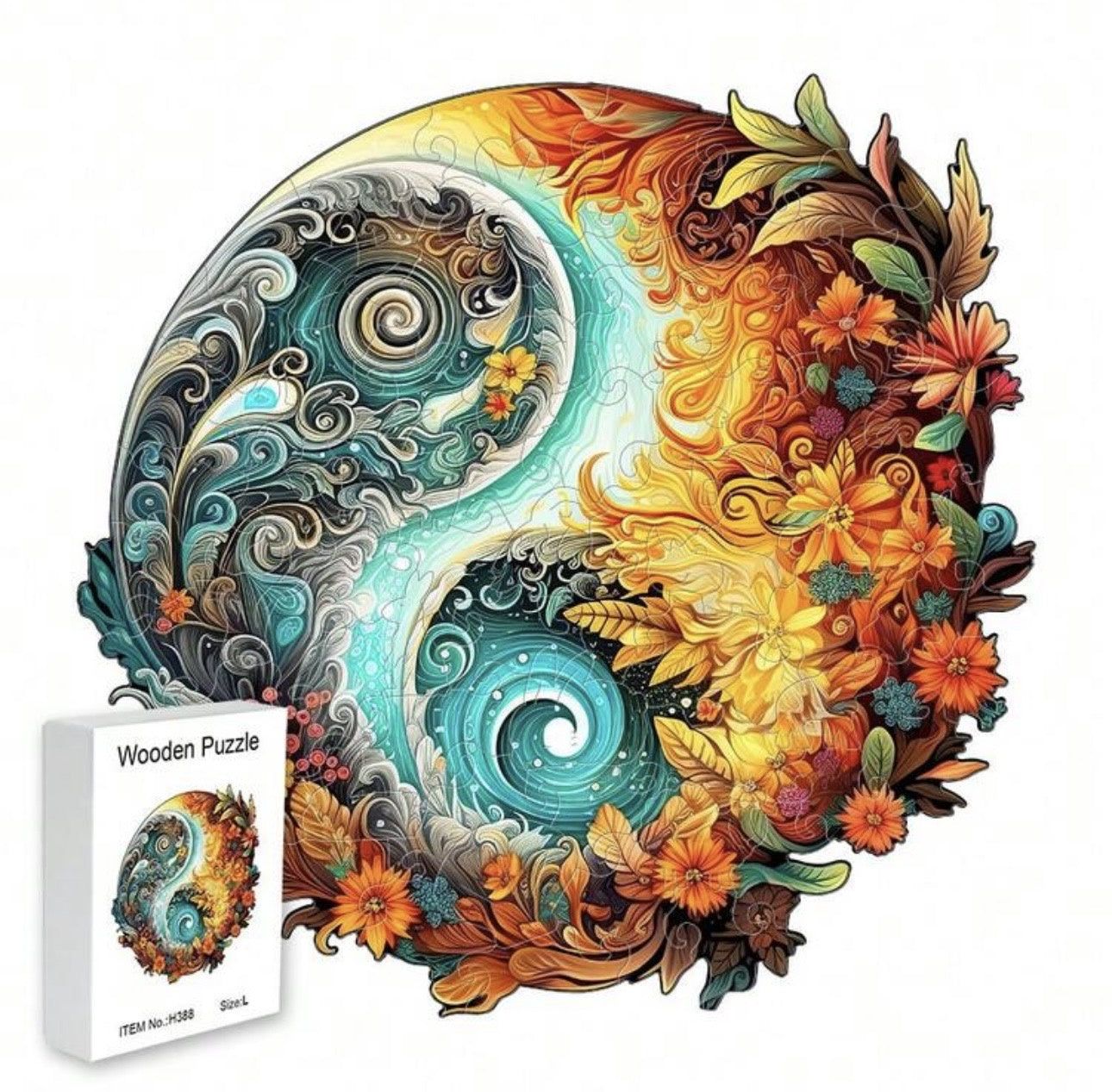 Yin Yang/Fire & Water, 28.2 x 27.1cm (L)