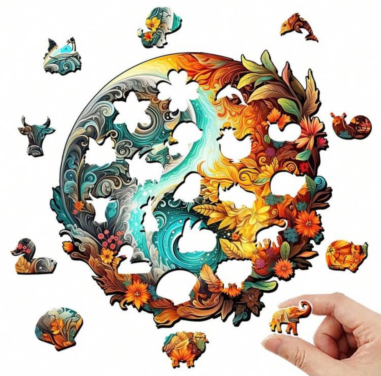 Yin Yang/Fire & Water, 28.2 x 27.1cm (L)
