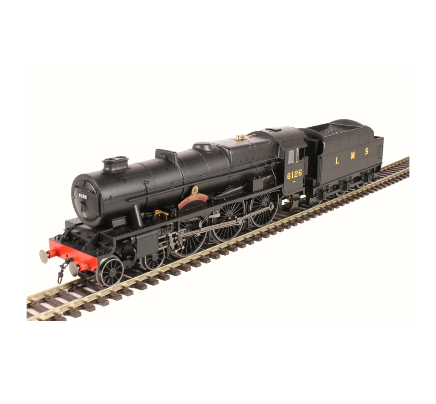 Hornby R3557 Class 7P 'Royal Scot'4-6-0 "Royal Army Service Corps" in LMS Wartime Black '6126' (OO)