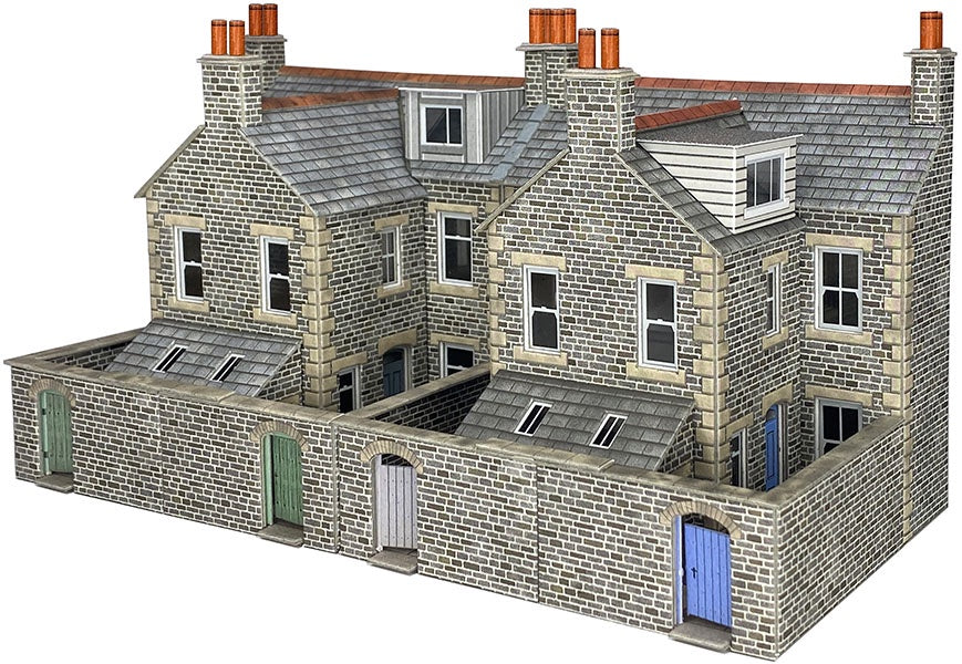 PO305 Low Relief Terraced House Backs - Stone