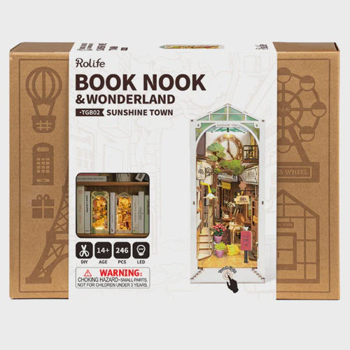 Rolife Sunshine Town 3D Wooden DIY Miniature House Book Nook, TGB02
