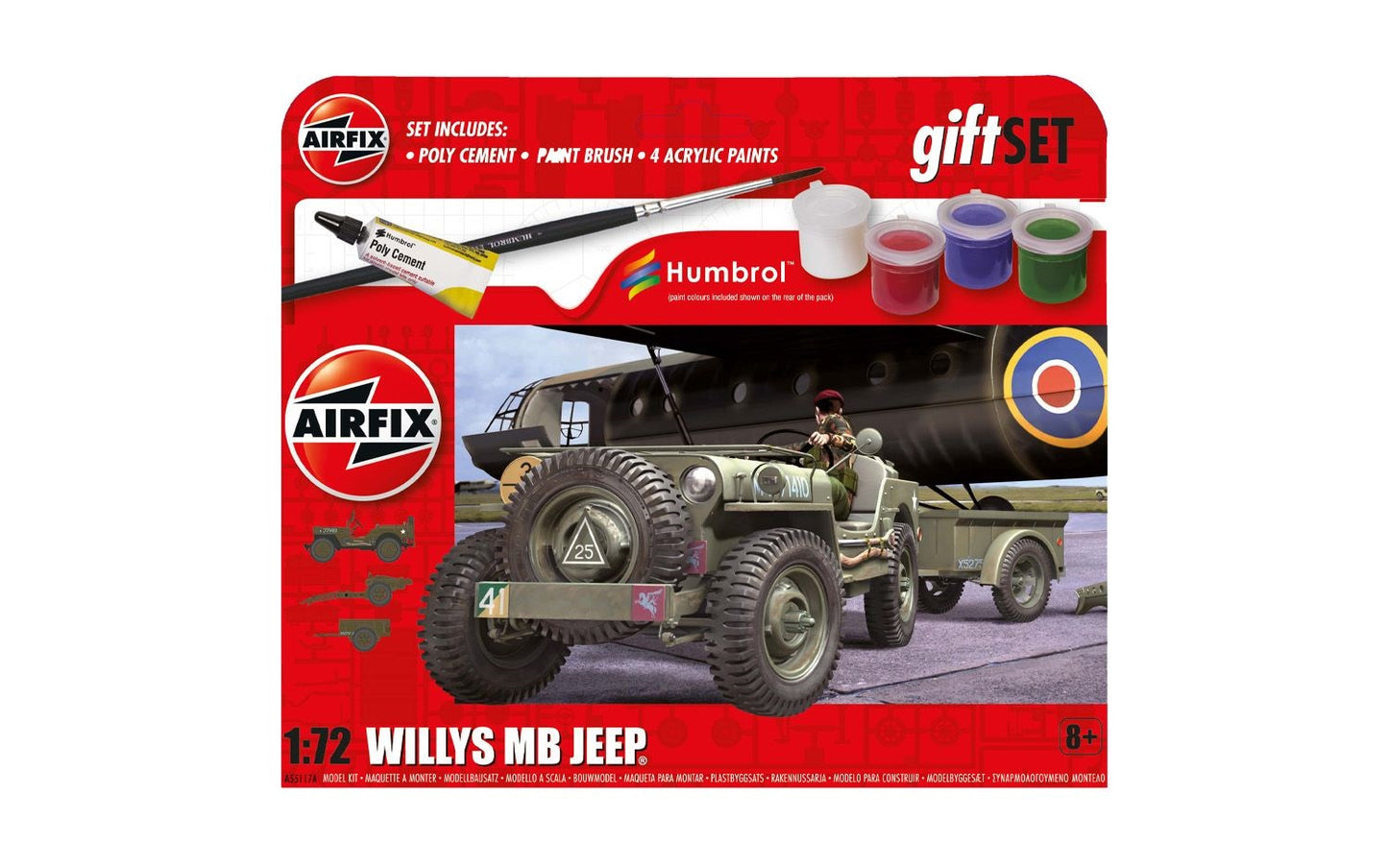 Airfix Hanging Gift Set - Willys MB Jeep 1:72 Scale, A55117A