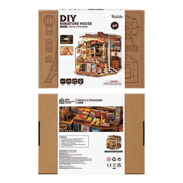 Rolife Henry’s Chocolate Shop DIY Miniature Model Kit, DG174