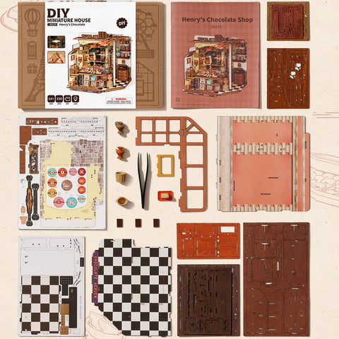 Rolife Henry’s Chocolate Shop DIY Miniature Model Kit, DG174