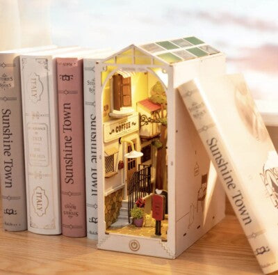 Rolife Sunshine Town 3D Wooden DIY Miniature House Book Nook, TGB02