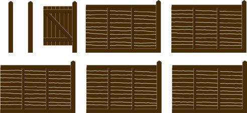 SS44 Larch Lap Fencing, Including Gates (OO)