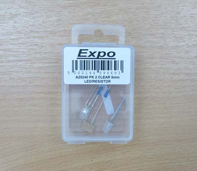 A25240 2 X 5MM CLEAR LED + RESISTOR FOR 12V